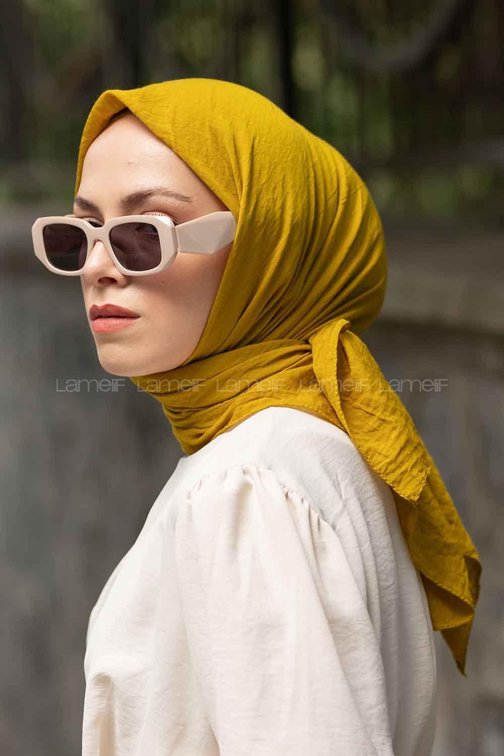 Oil Green Cotton Fabric Straight Scarf