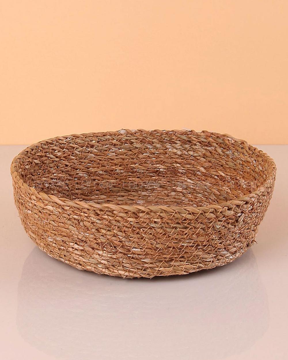 Lamelif Hasır Yuvarlak Sepet