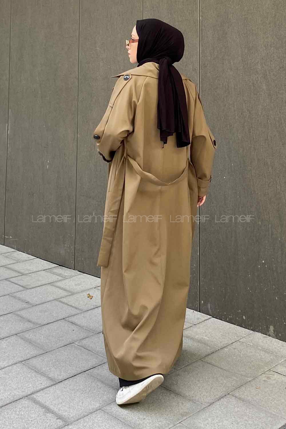 Modalamelif Against Omuz Apoletli Trençkot Soft Kahve