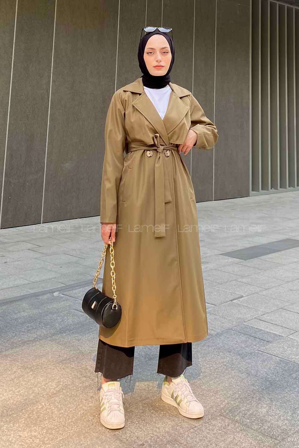 Lamelif Hector Çentik Yakalı Trençkot Haki