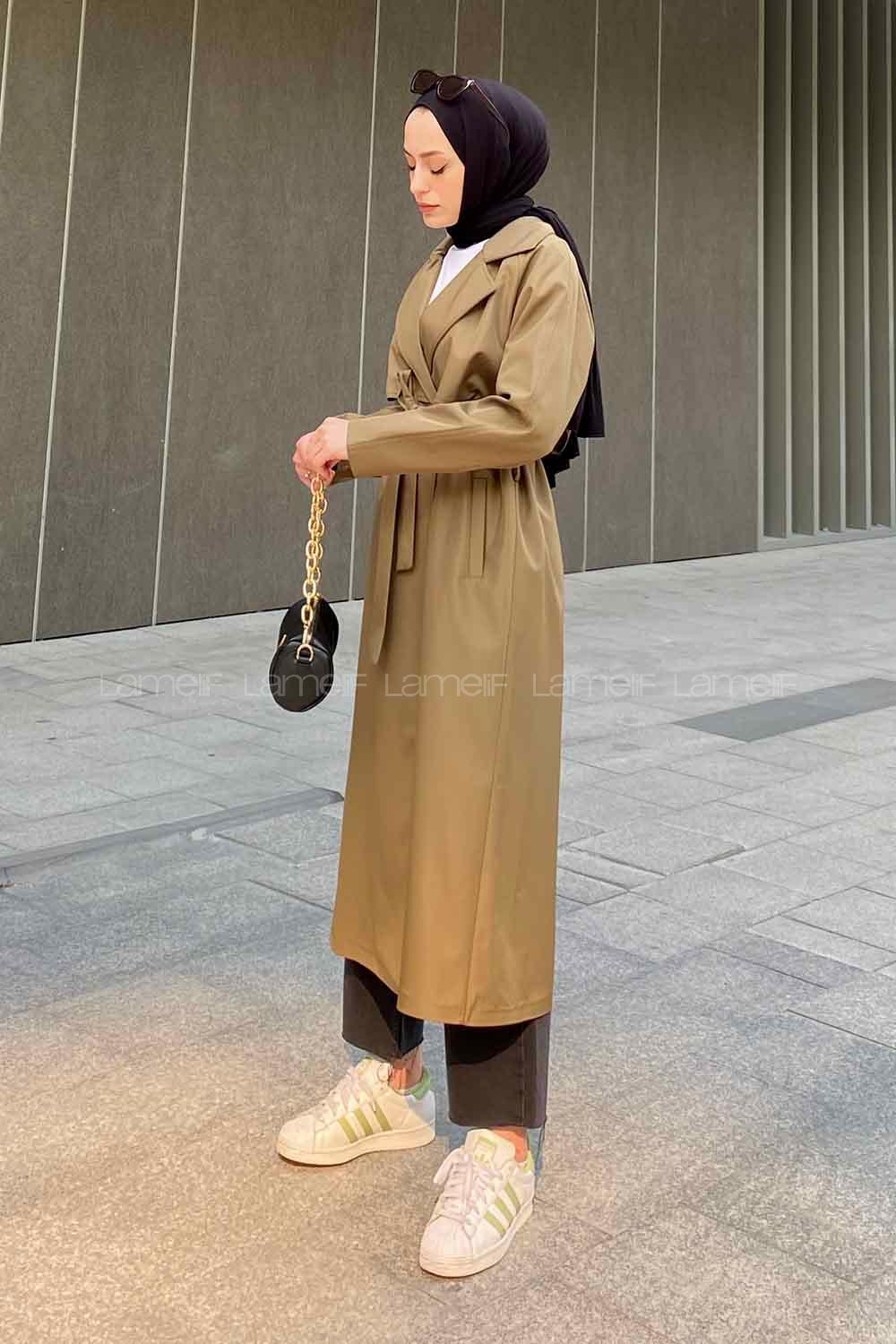 Lamelif Hector Çentik Yakalı Trençkot Haki