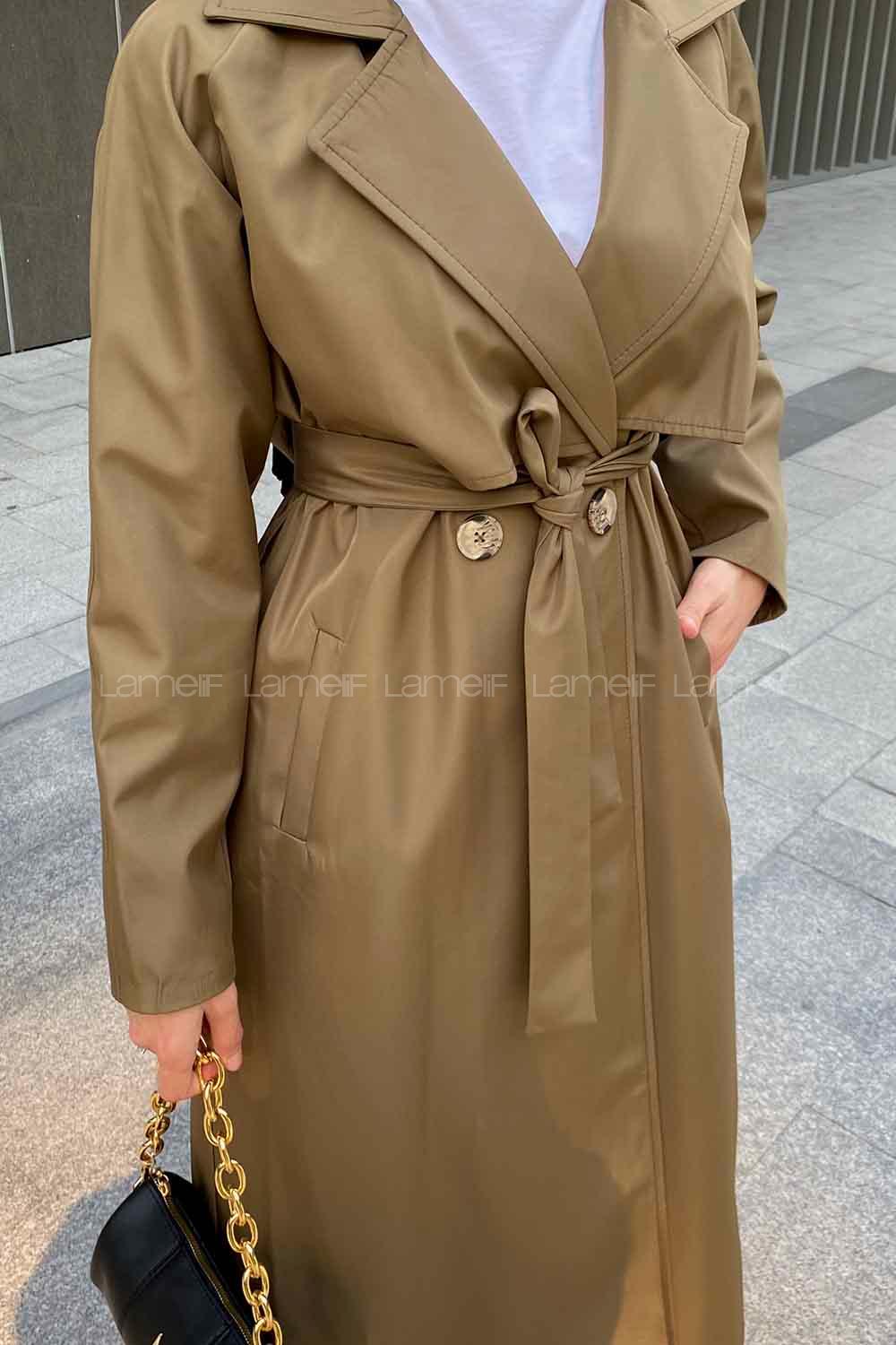 Lamelif Hector Çentik Yakalı Trençkot Haki