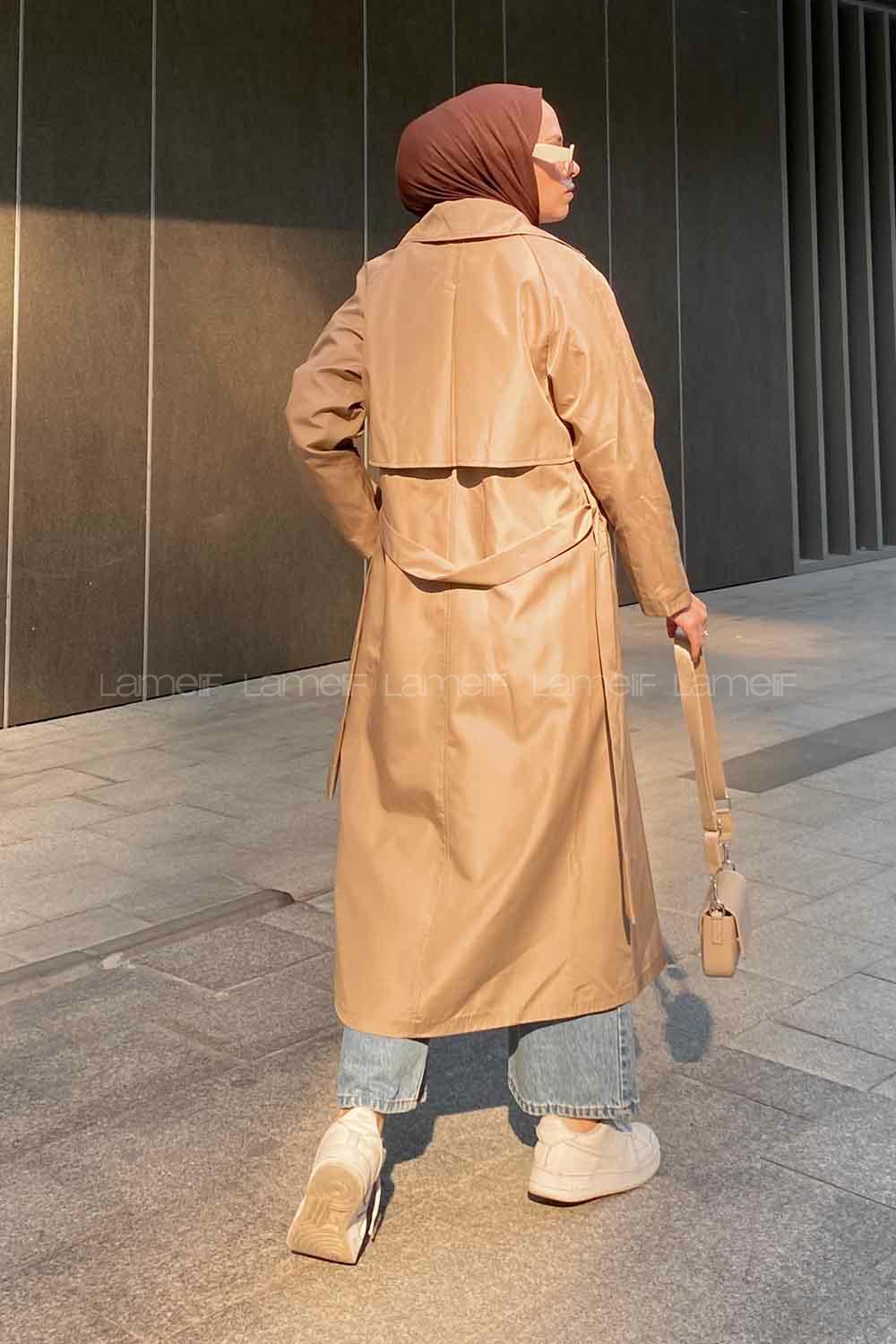 Lamelif Hector Çentik Yakalı Trençkot Vizonrengi