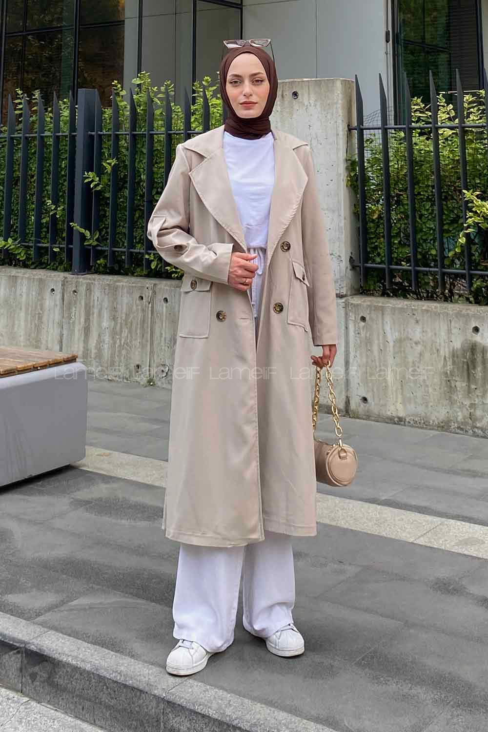 Stone Long Arm Cotton Trench Coat