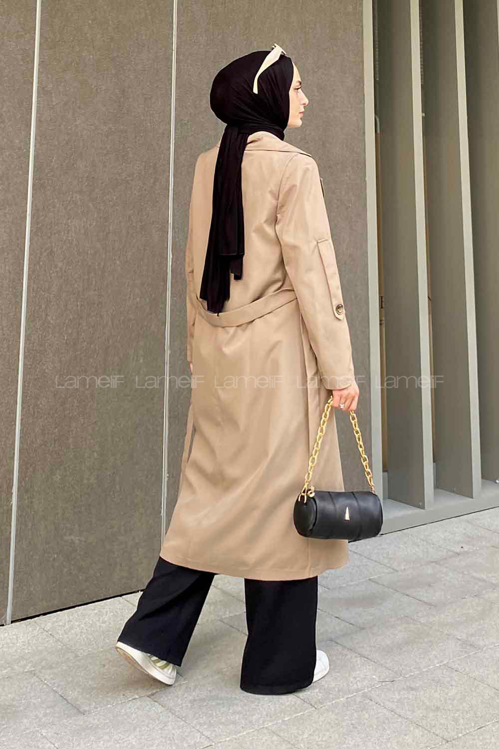 Lamelif Pelican Ön Düğmeli Trençkot Vizonrengi