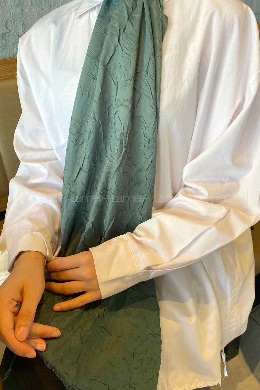 Nefti Green Yellow Cotton Fabric Straight Shawl