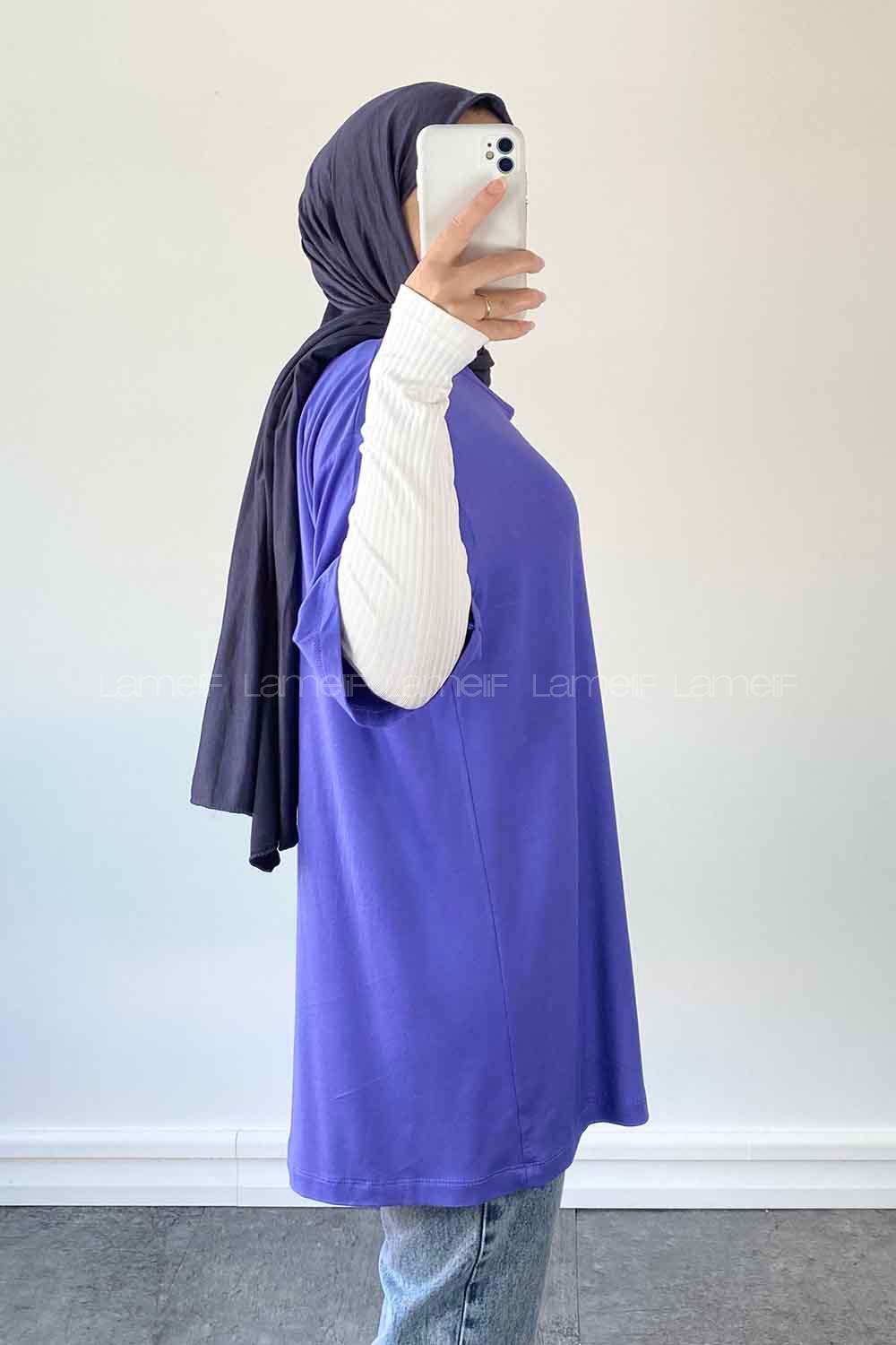 Lilac Medium Crew Neck Short Arm Combed Fabric Unprinted T-shirt