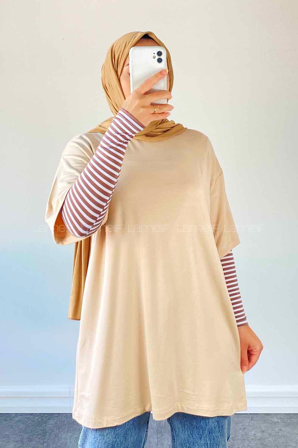 Lamelif Gratuit Düz Penye Taş rengi