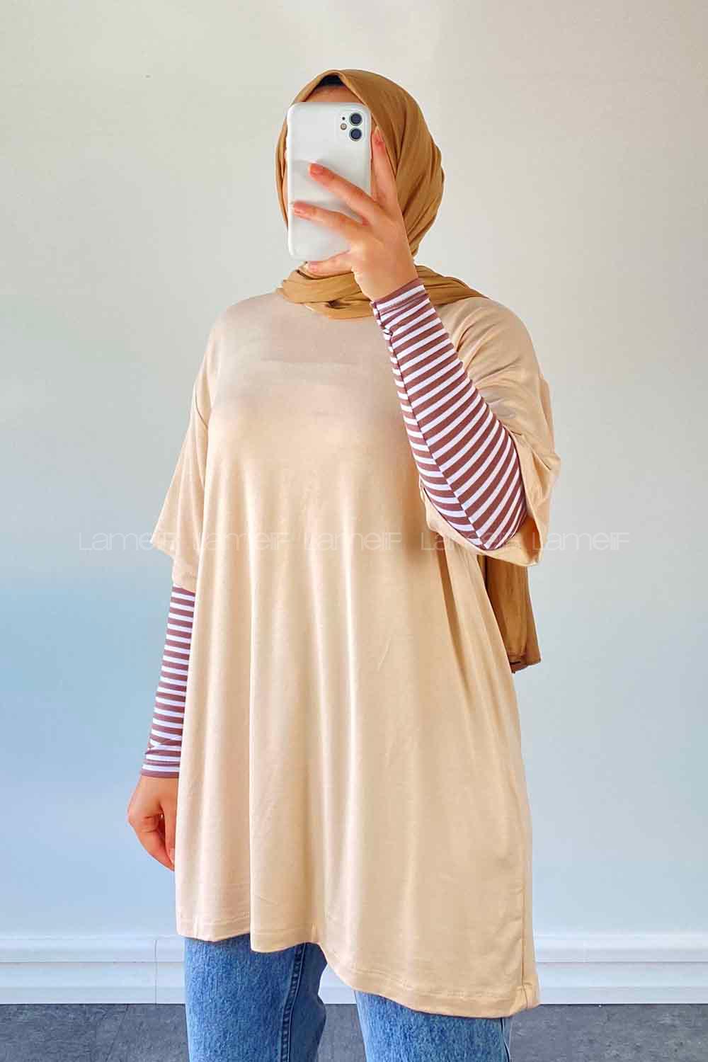 Lamelif Gratuit Düz Penye Taş rengi