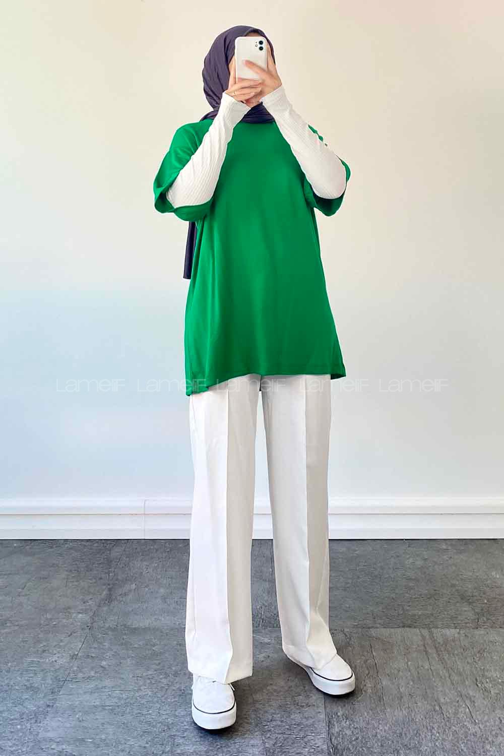 Lamelif Gratuit Düz Penye Yeşil