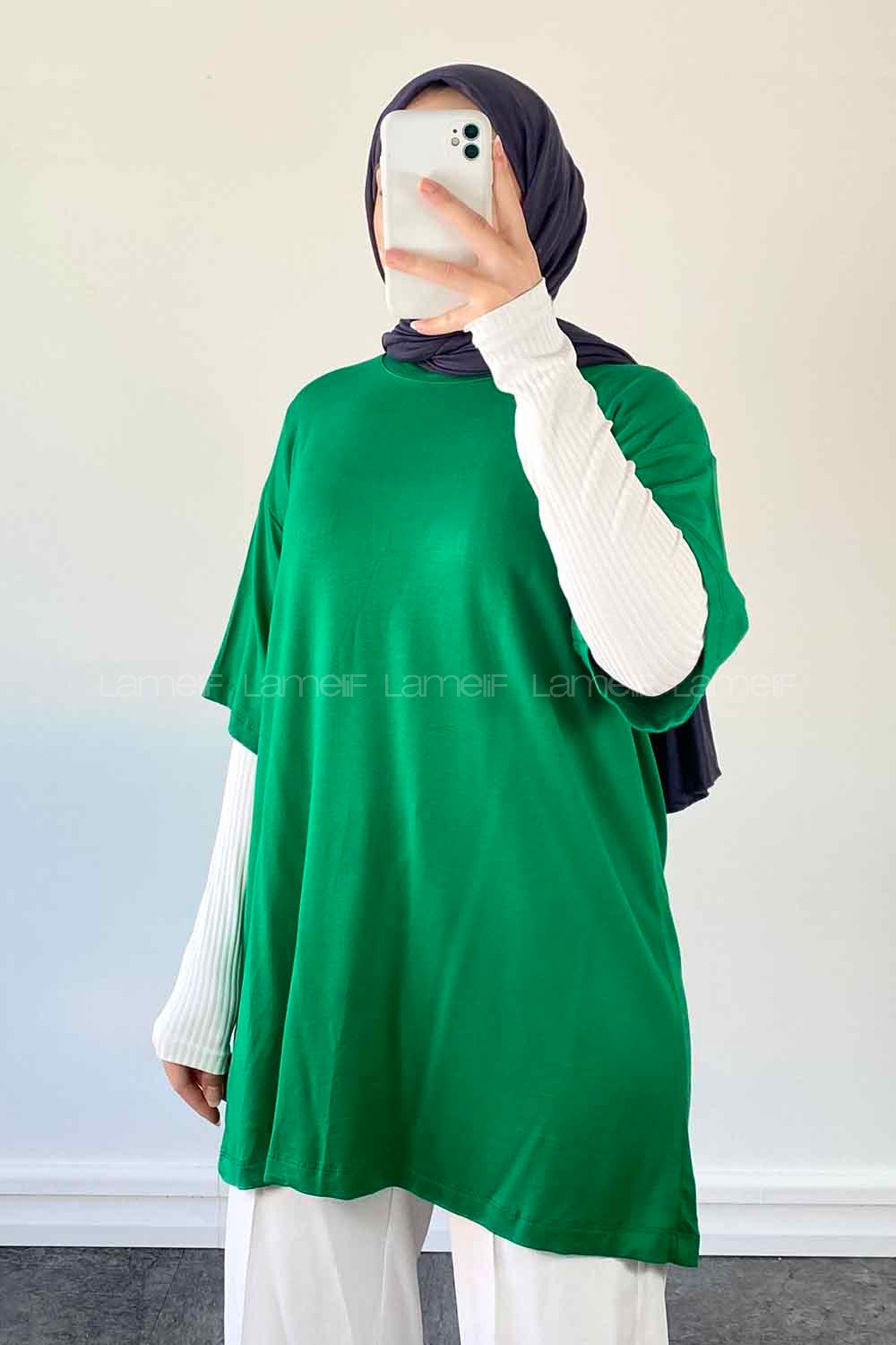 Lamelif Gratuit Düz Penye Yeşil