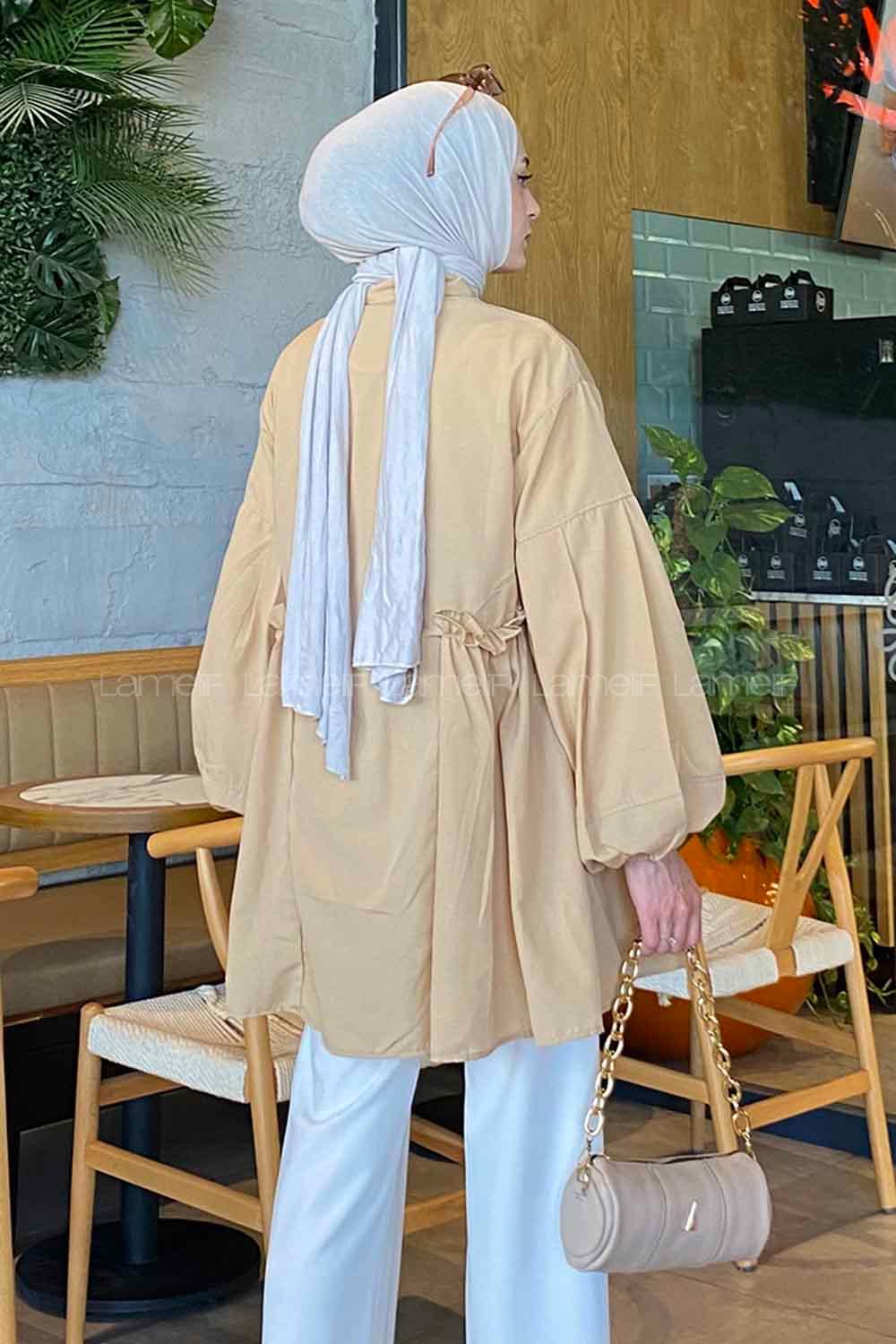 Lamelif Lopez Balon Kol Tunik Sütlü Kahve