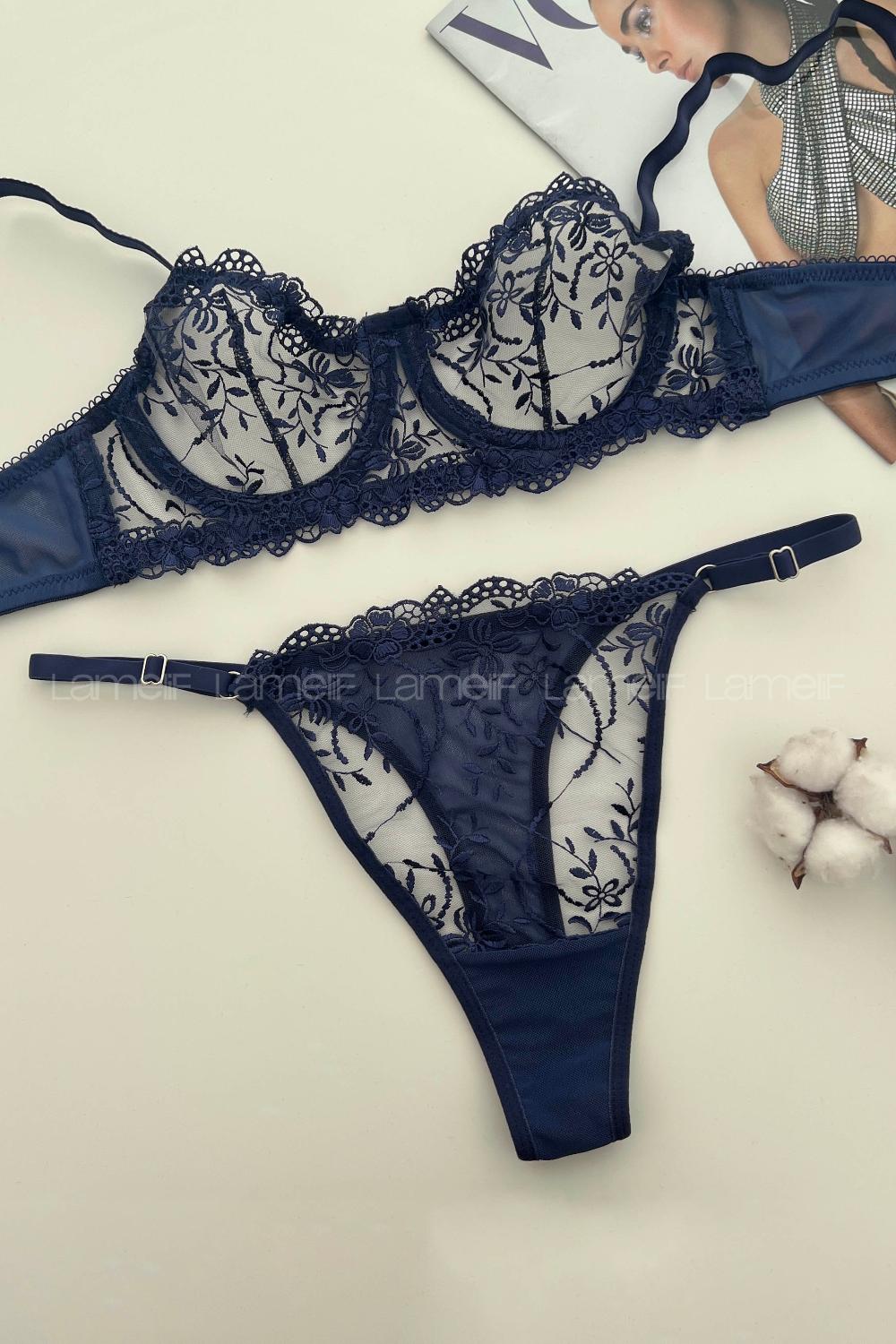 Lamelif Brode Tül Dantelli Nakışlı Takım