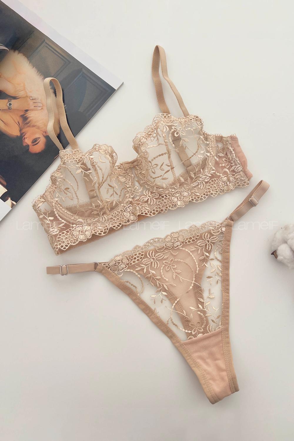 Lamelif Brode Tül Dantelli Nakışlı Takım