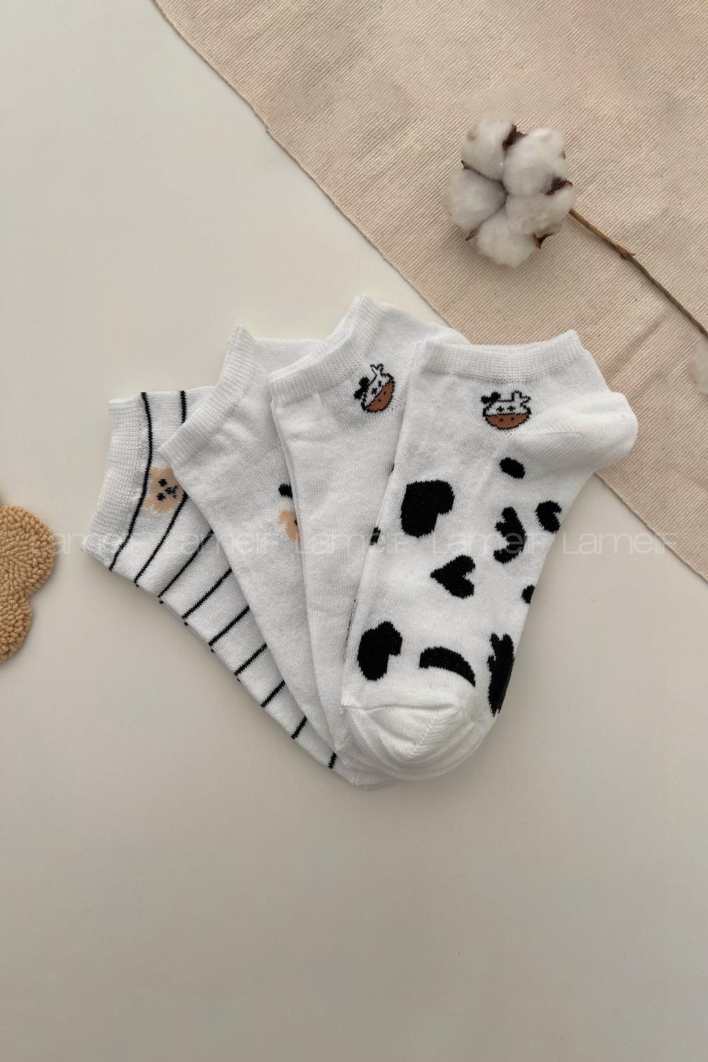 Lamelif  4li Sevimli Patik Çorap