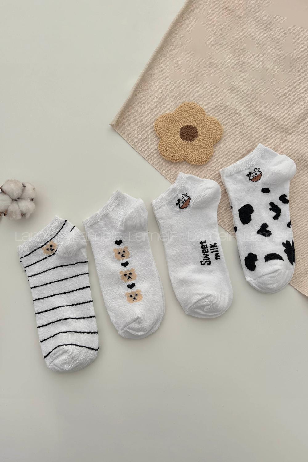 Lamelif  4li Sevimli Patik Çorap