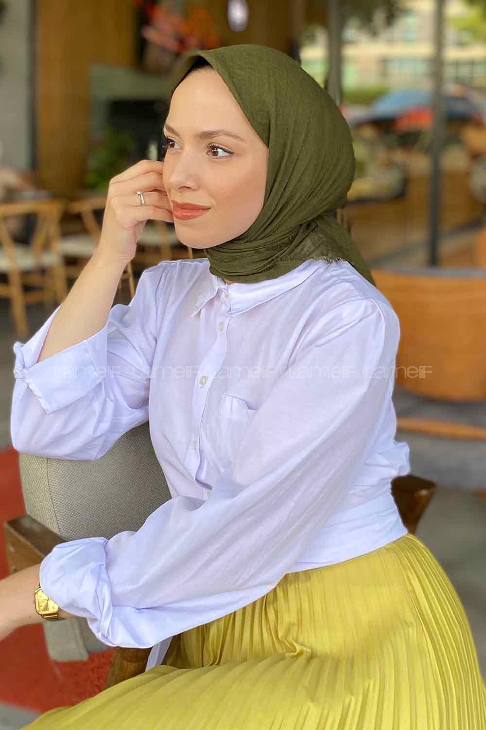 Lamelif Bürümcük Eşarp Asker Yeşili