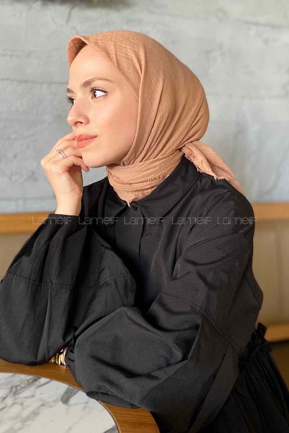 Lamelif Bürümcük Eşarp Camel