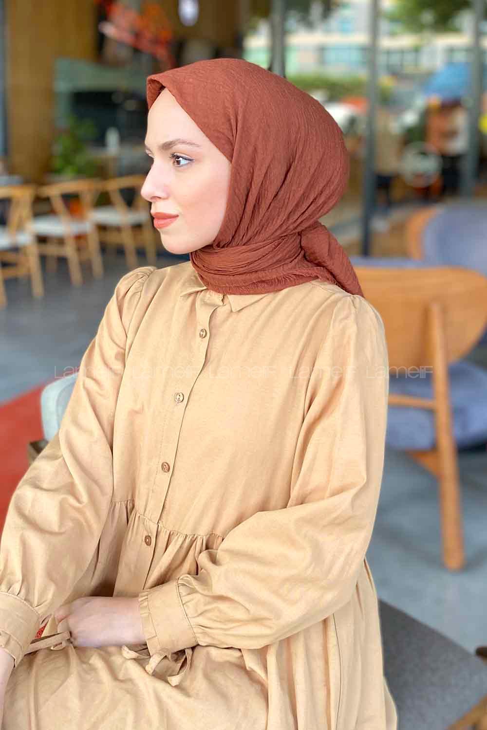 Lamelif Bürümcük Eşarp Sütlü Kahve