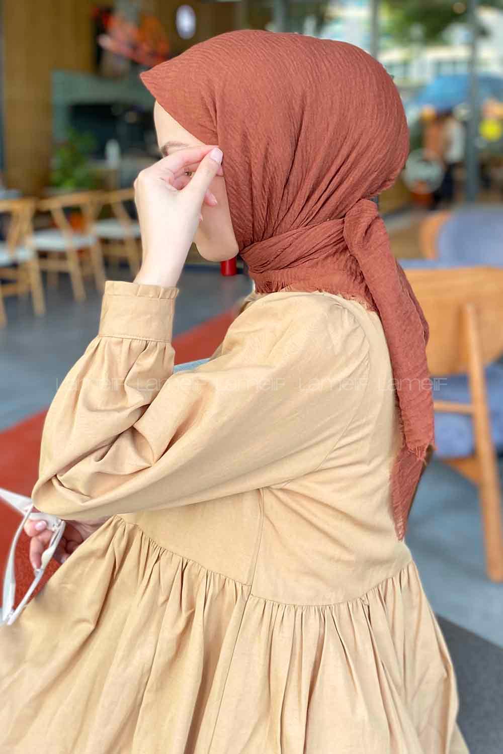 Lamelif Bürümcük Eşarp Sütlü Kahve