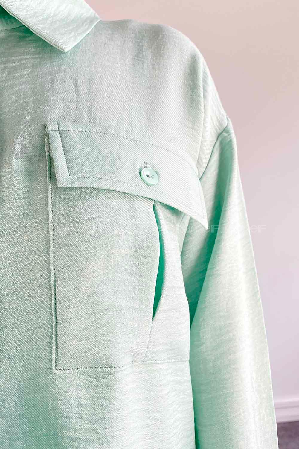 Water Green Shirt Collar Long Arm Without Accessories Viscose Fabric Regular Trousers Comfortable Suit