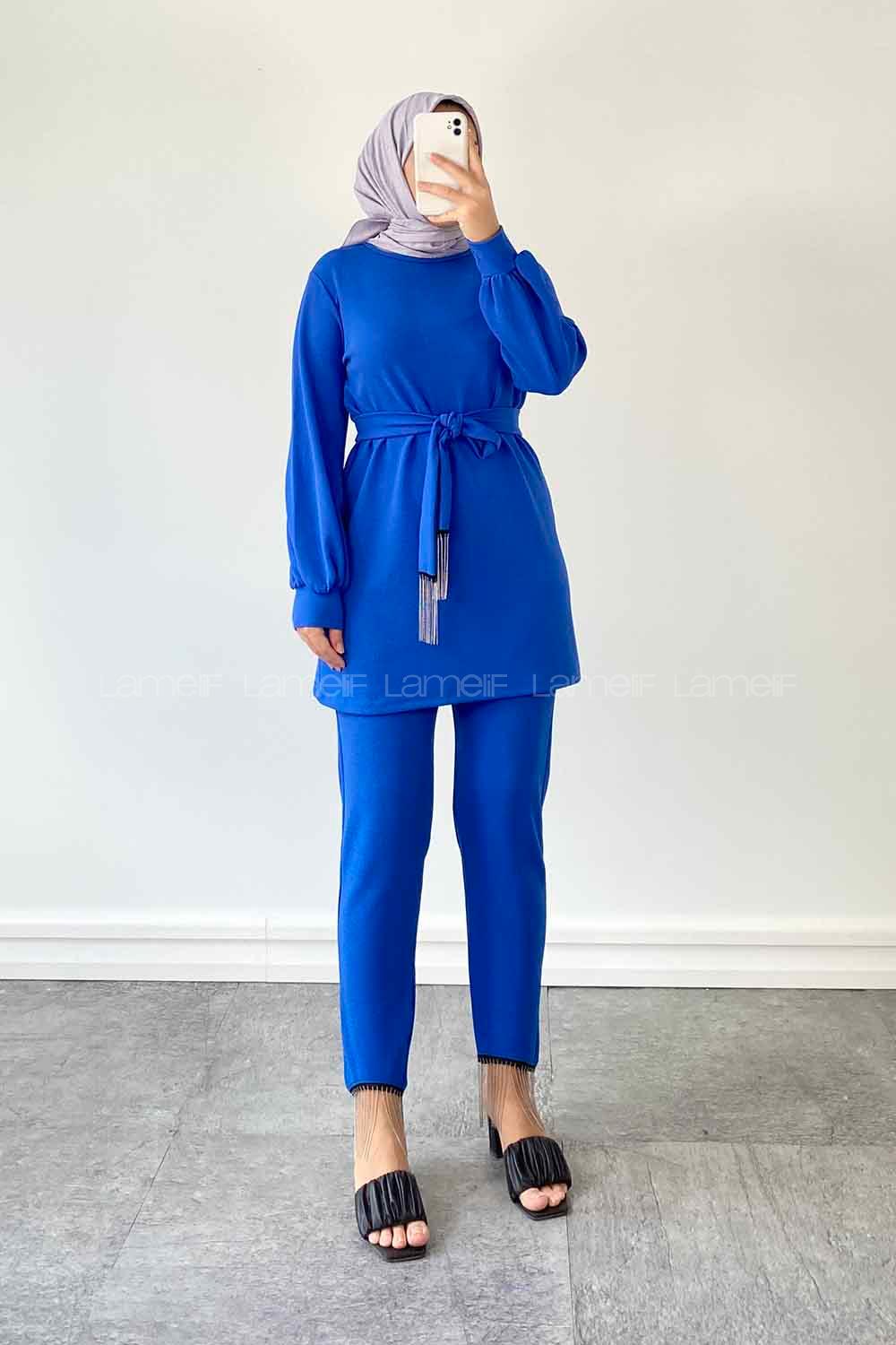 Saxe Crew Neck Long Arm Without Accessories Crepe Fabric Trousers Comfortable Suit