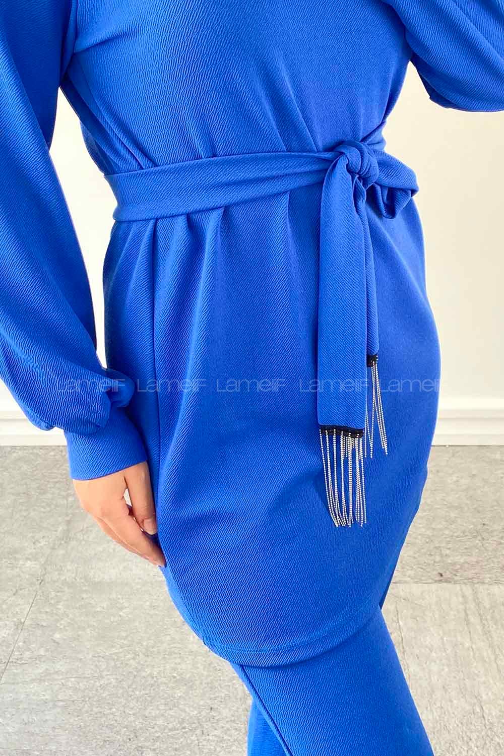 Saxe Crew Neck Long Arm Without Accessories Crepe Fabric Trousers Comfortable Suit