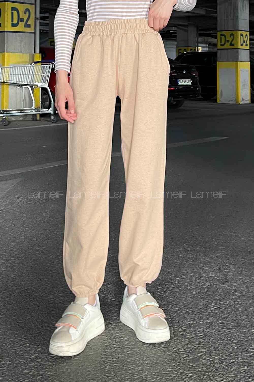 Lamelif Arina Paça Lastikli Eşofman Sütlü Kahve