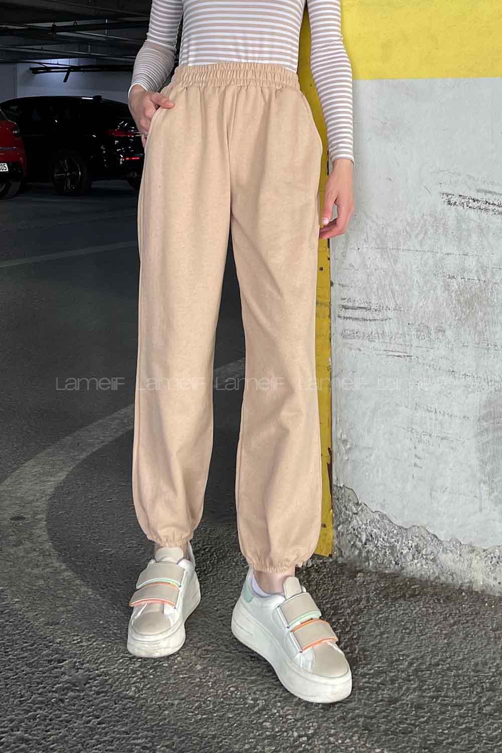 Lamelif Arina Paça Lastikli Eşofman Sütlü Kahve