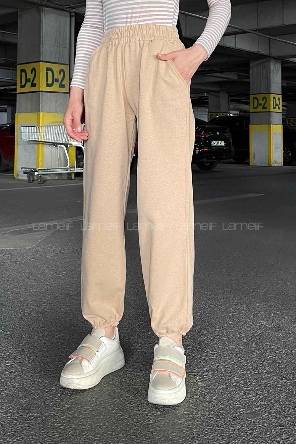 Lamelif Arina Paça Lastikli Eşofman Sütlü Kahve