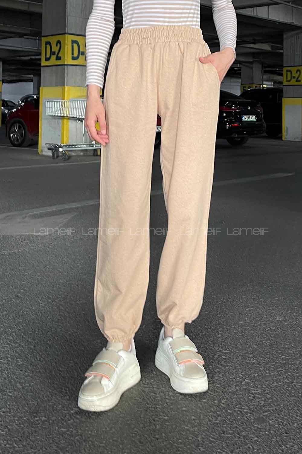 Lamelif Arina Paça Lastikli Eşofman Sütlü Kahve