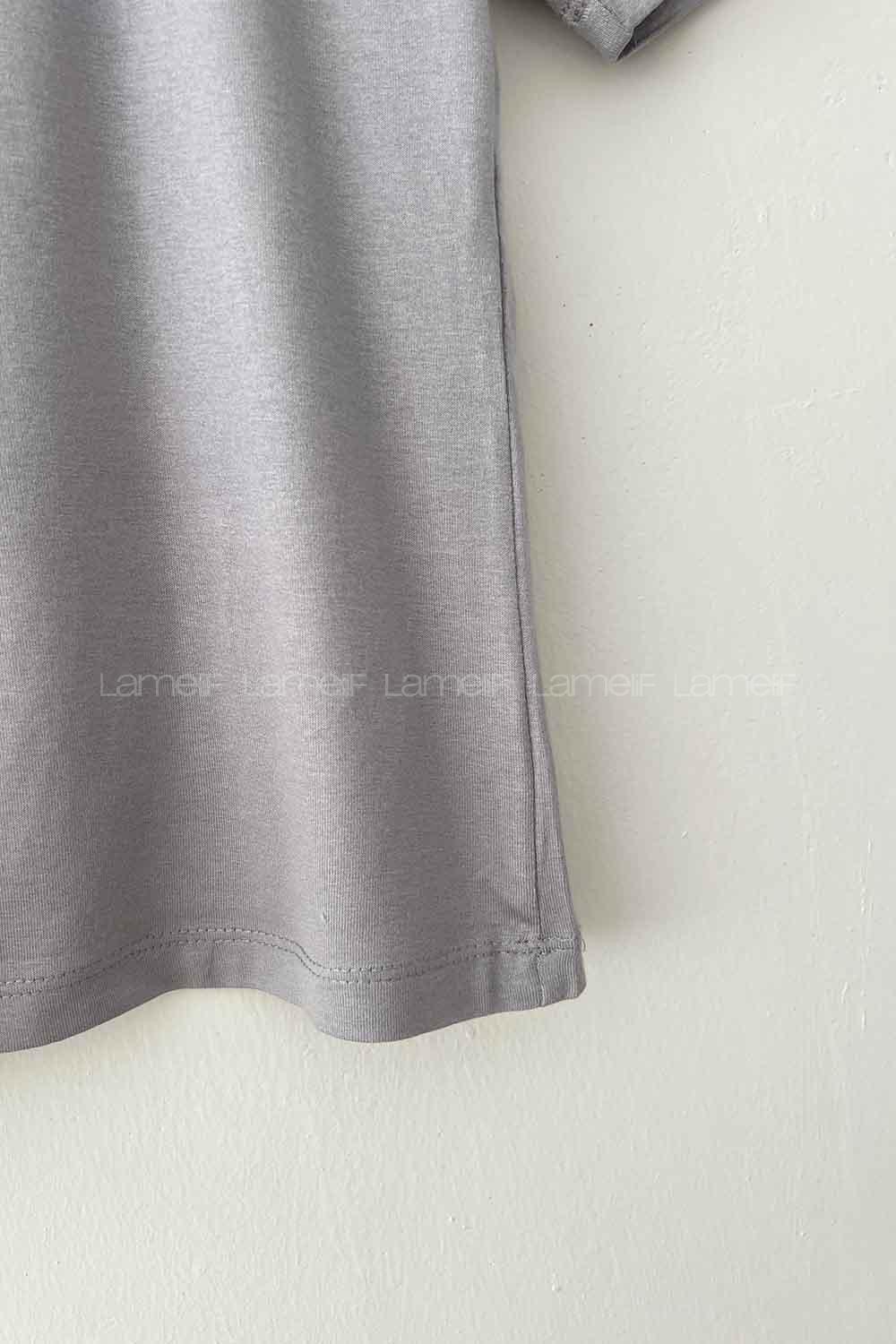 Gray Turtle Neck Short Arm Combed Fabric Body