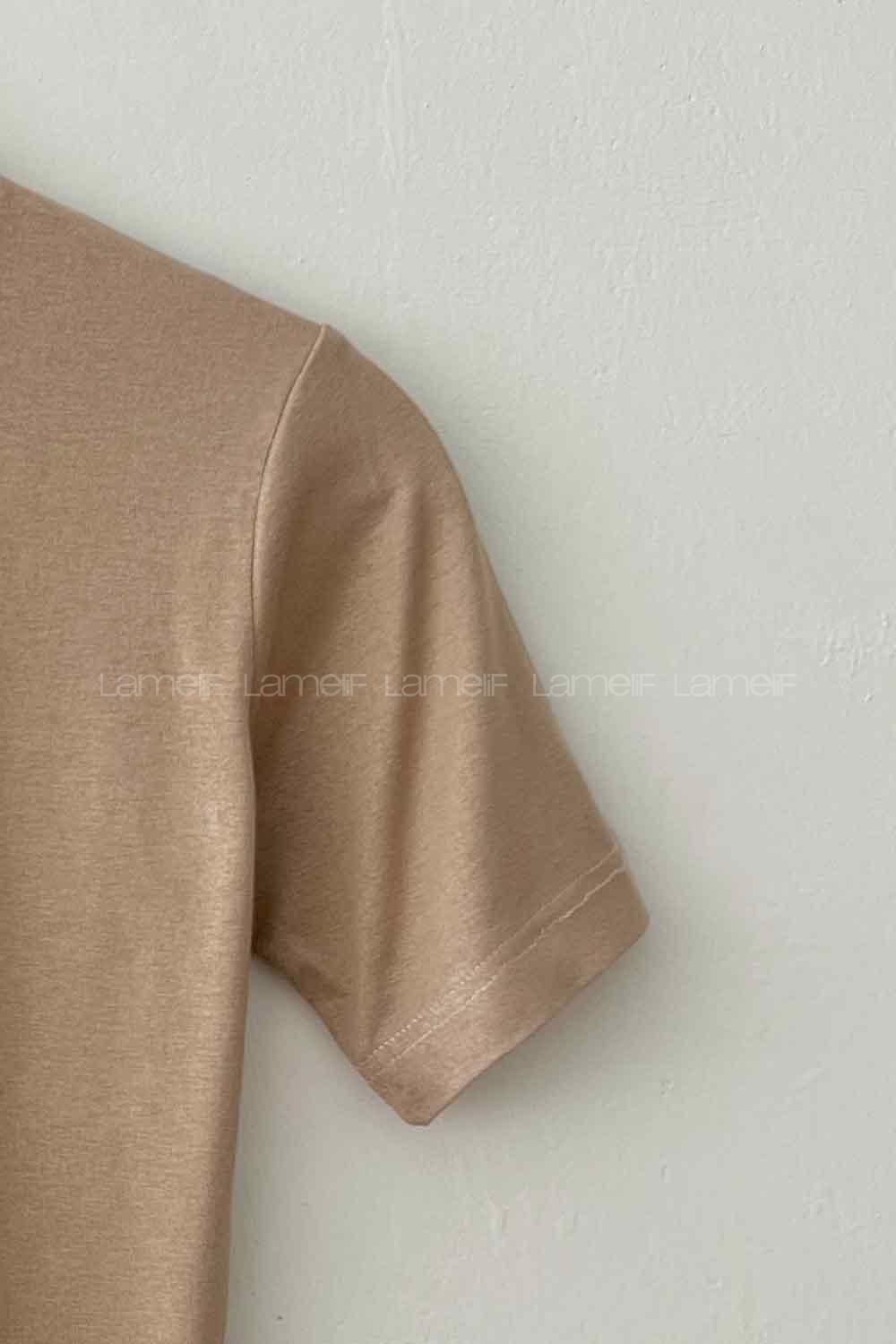 Lamelif Balıkçı Yaka Kısa Kol Body Sütlü Kahve