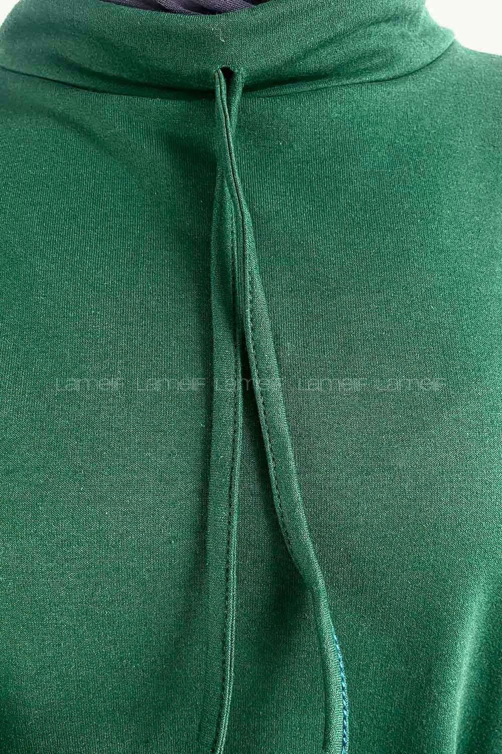 Emerald Green Mandarin Collar Long Arm Unprinted Sweatshirt