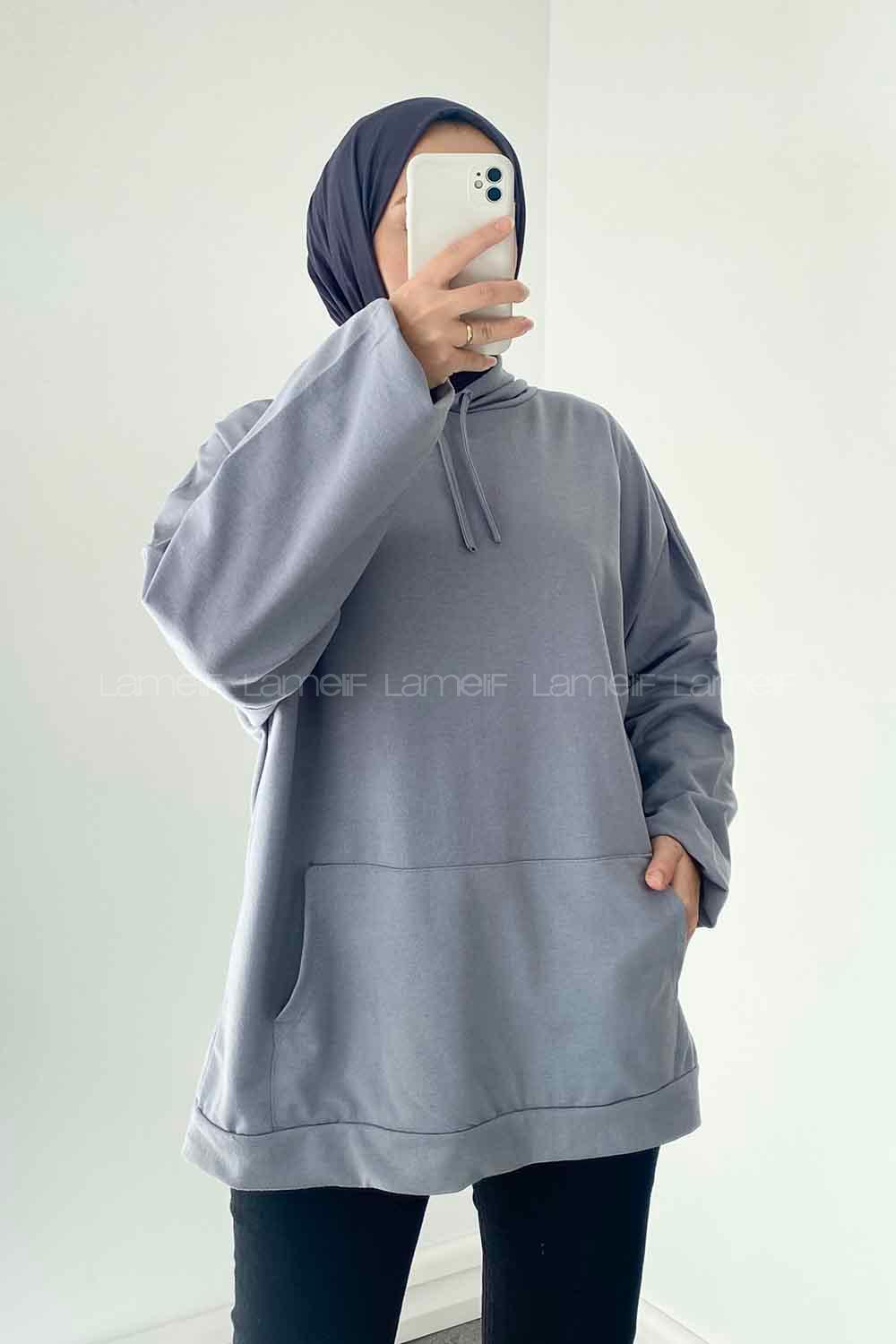 Smoked Hood Neck Sweatshirt