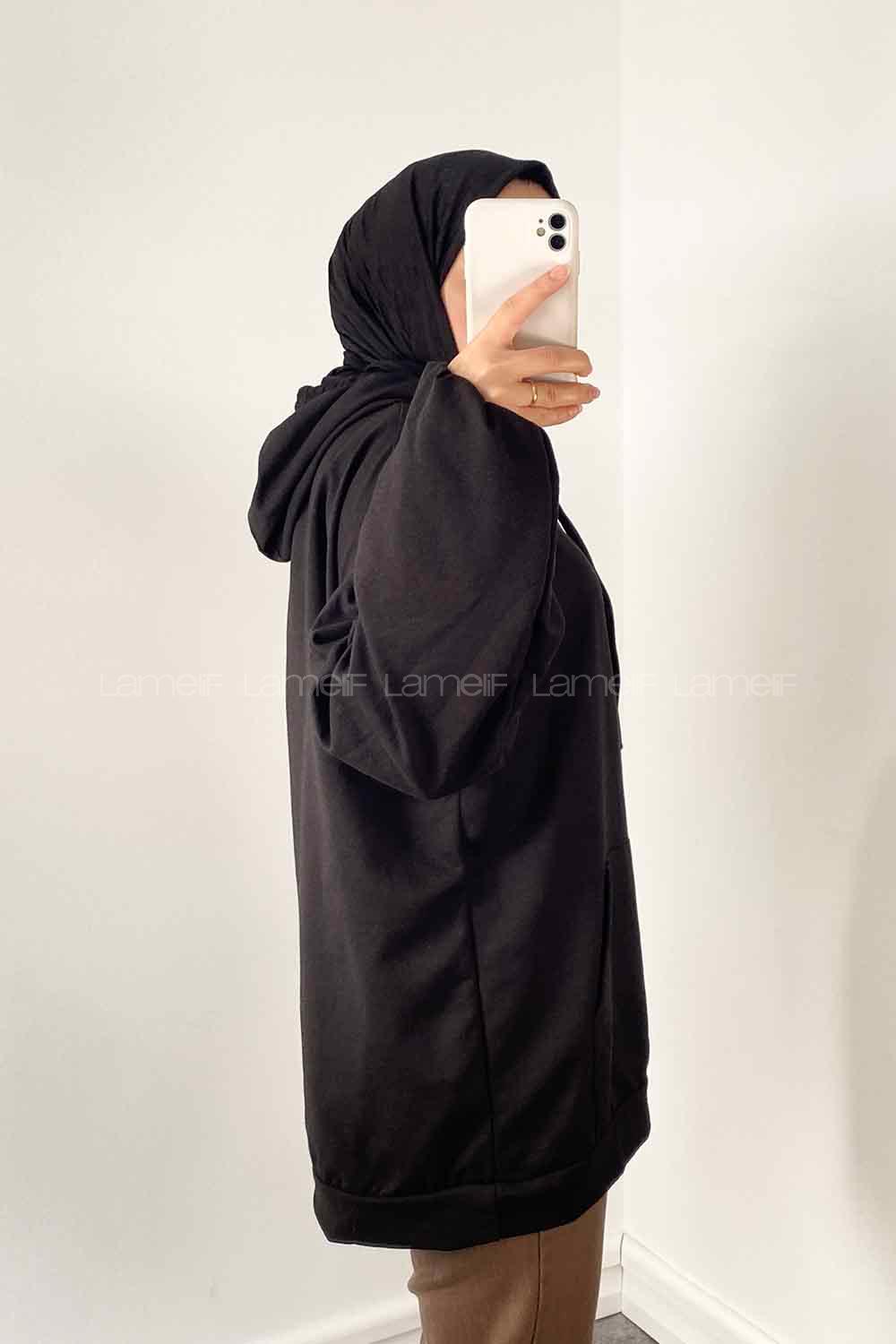 Black Hood Neck Sweatshirt