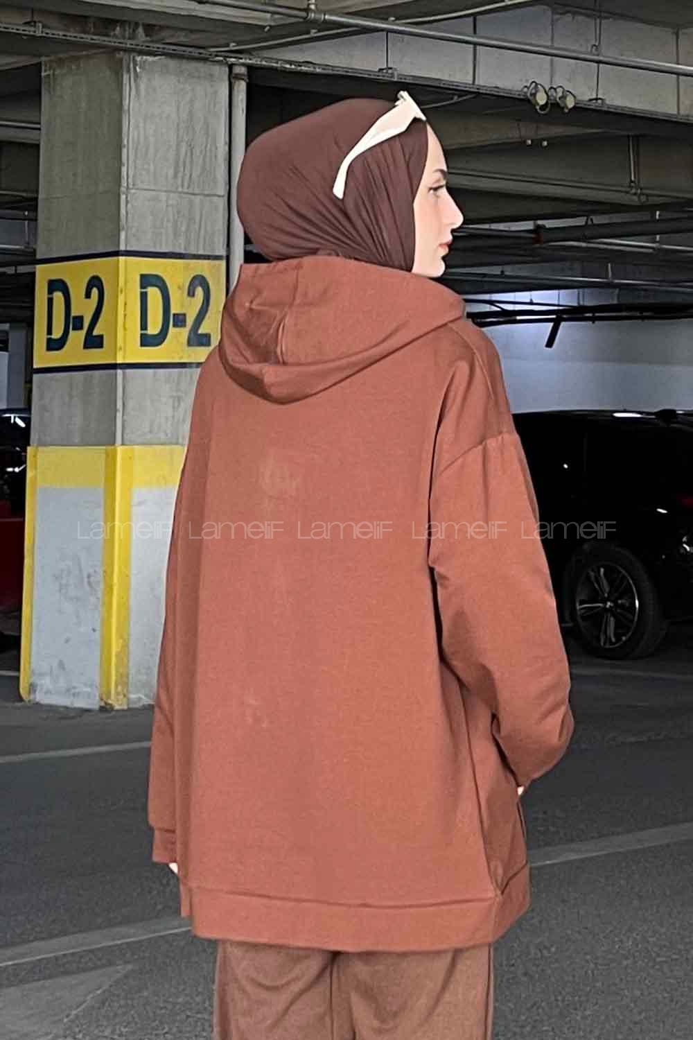 Bitter Brown Hood Neck Long Arm Unprinted Sweatshirt