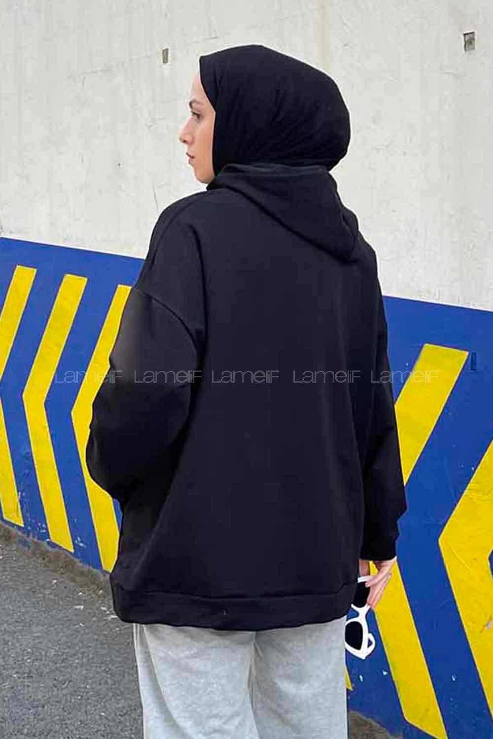 Lamelif Sharapova Kanguru Cepli Nike İki İplik Sweatshirt Siyah