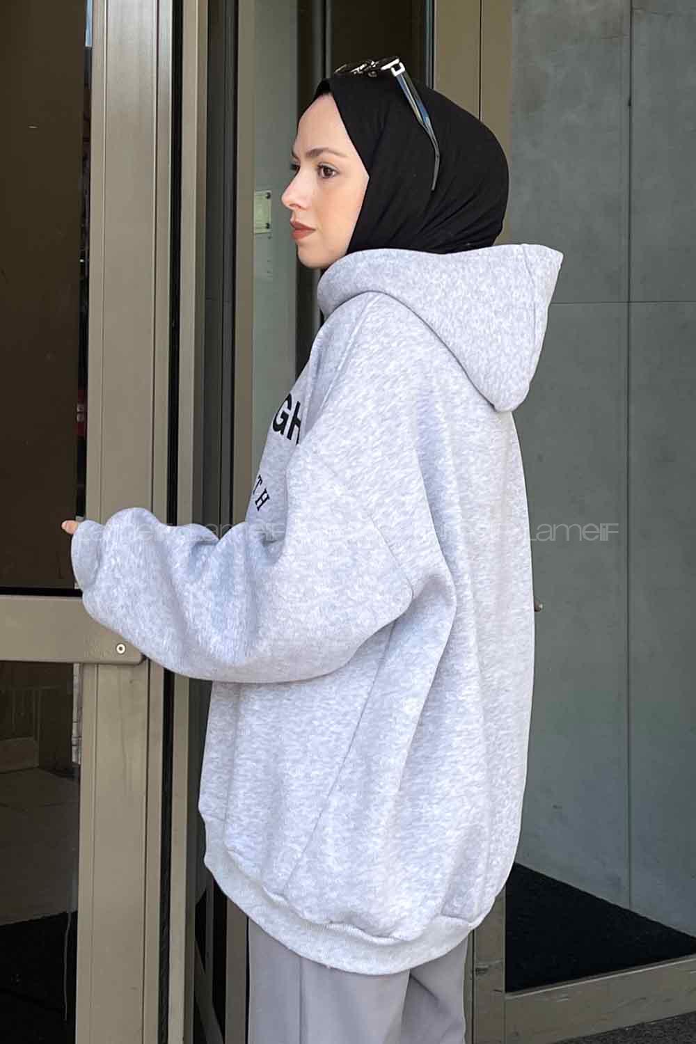 Lamelif Pıttsburgh Baskılı Sweatshirt Gri