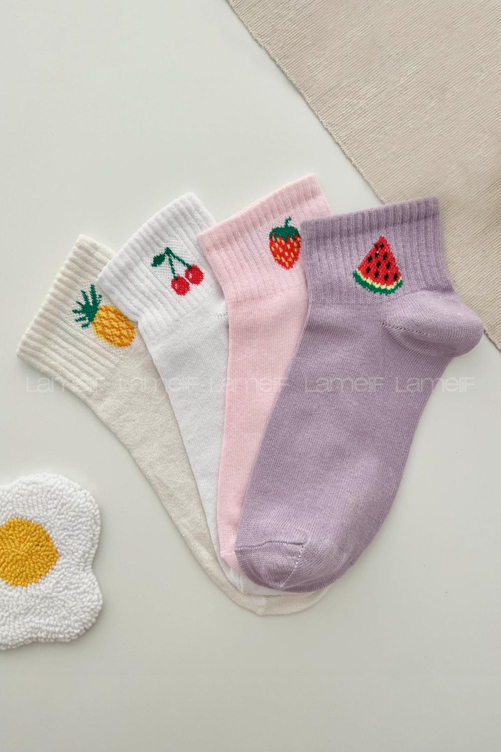 Lamelif 4lü Meyve Yarım Konç Çorap