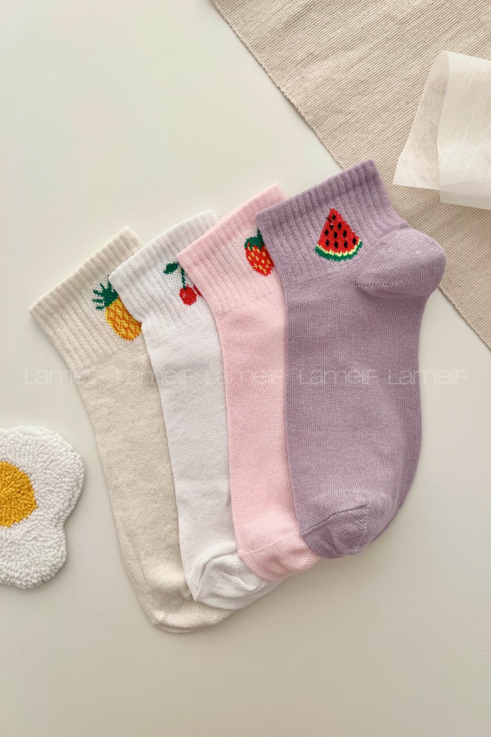 Lamelif 4lü Meyve Yarım Konç Çorap