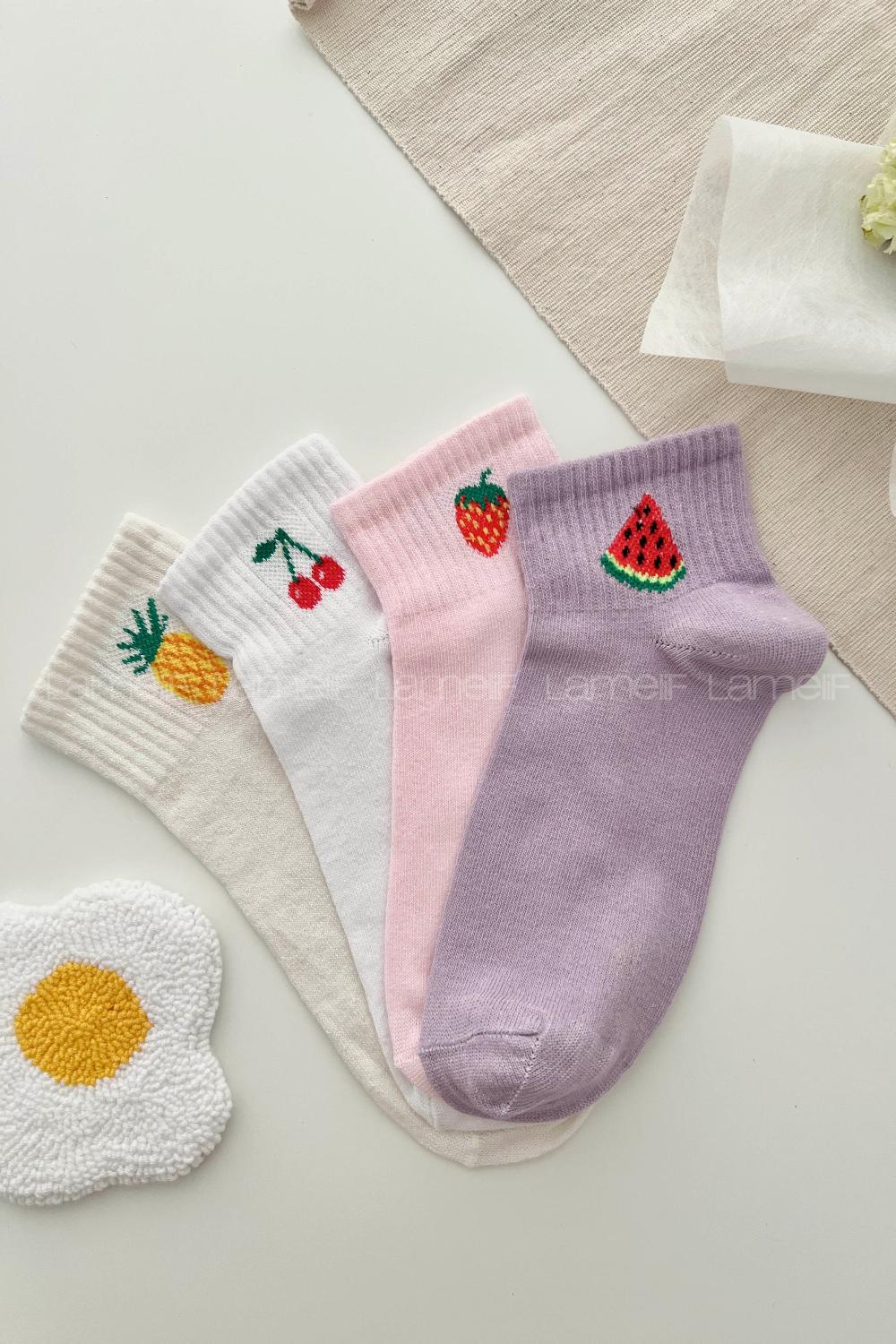 Lamelif 4lü Meyve Yarım Konç Çorap