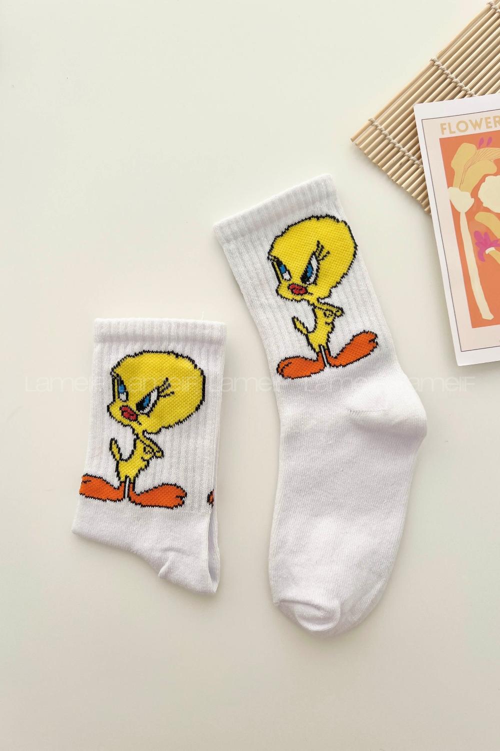 Lamelif Karikatür Baskılı Çoçuk Kolej Çorap