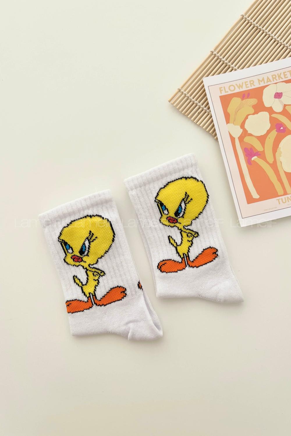 Lamelif Karikatür Baskılı Çoçuk Kolej Çorap