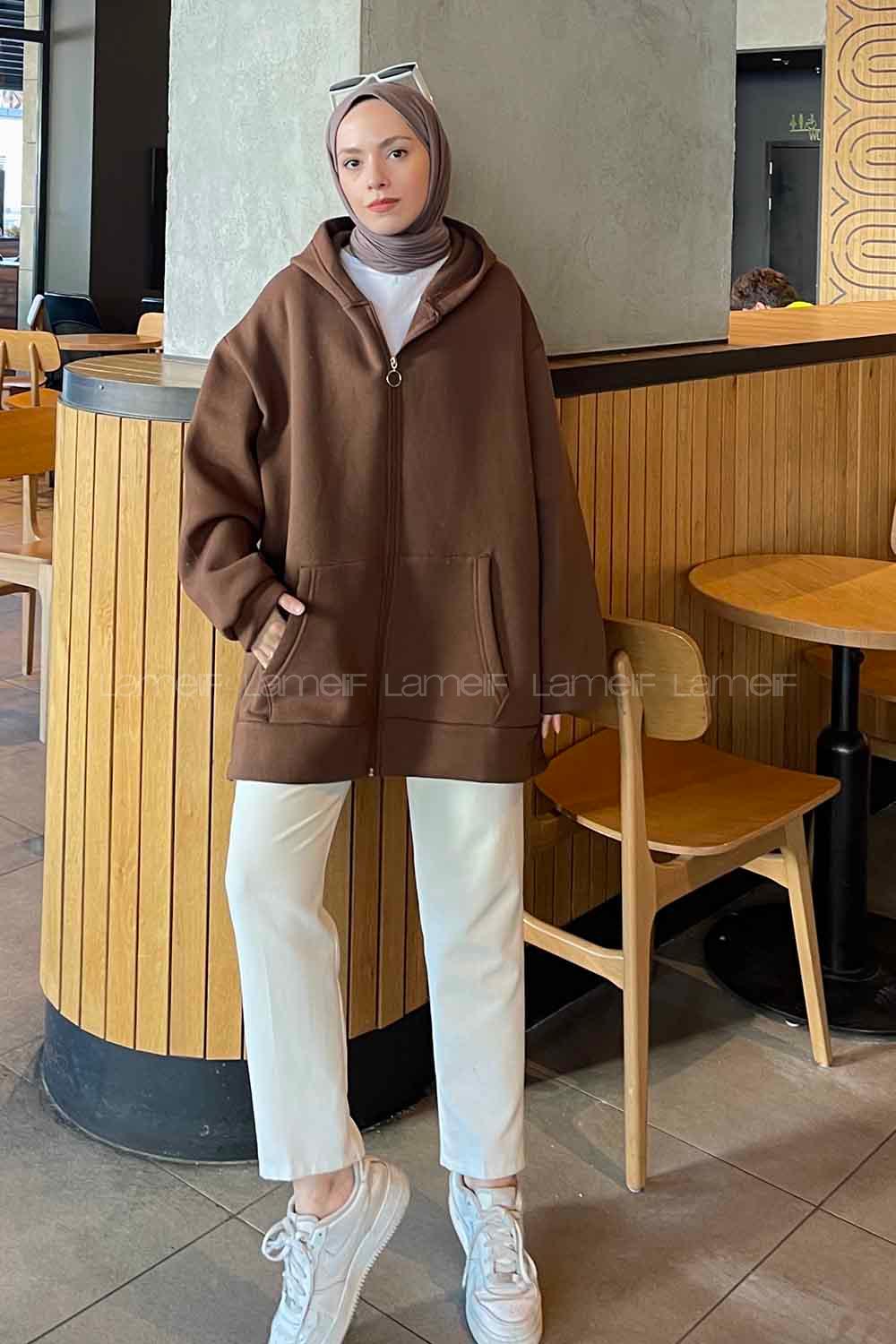 Bitter Brown V Neck Long Arm Knitwear Cardigan