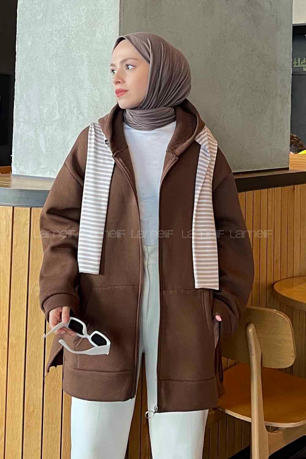 Bitter Brown V Neck Long Arm Knitwear Cardigan
