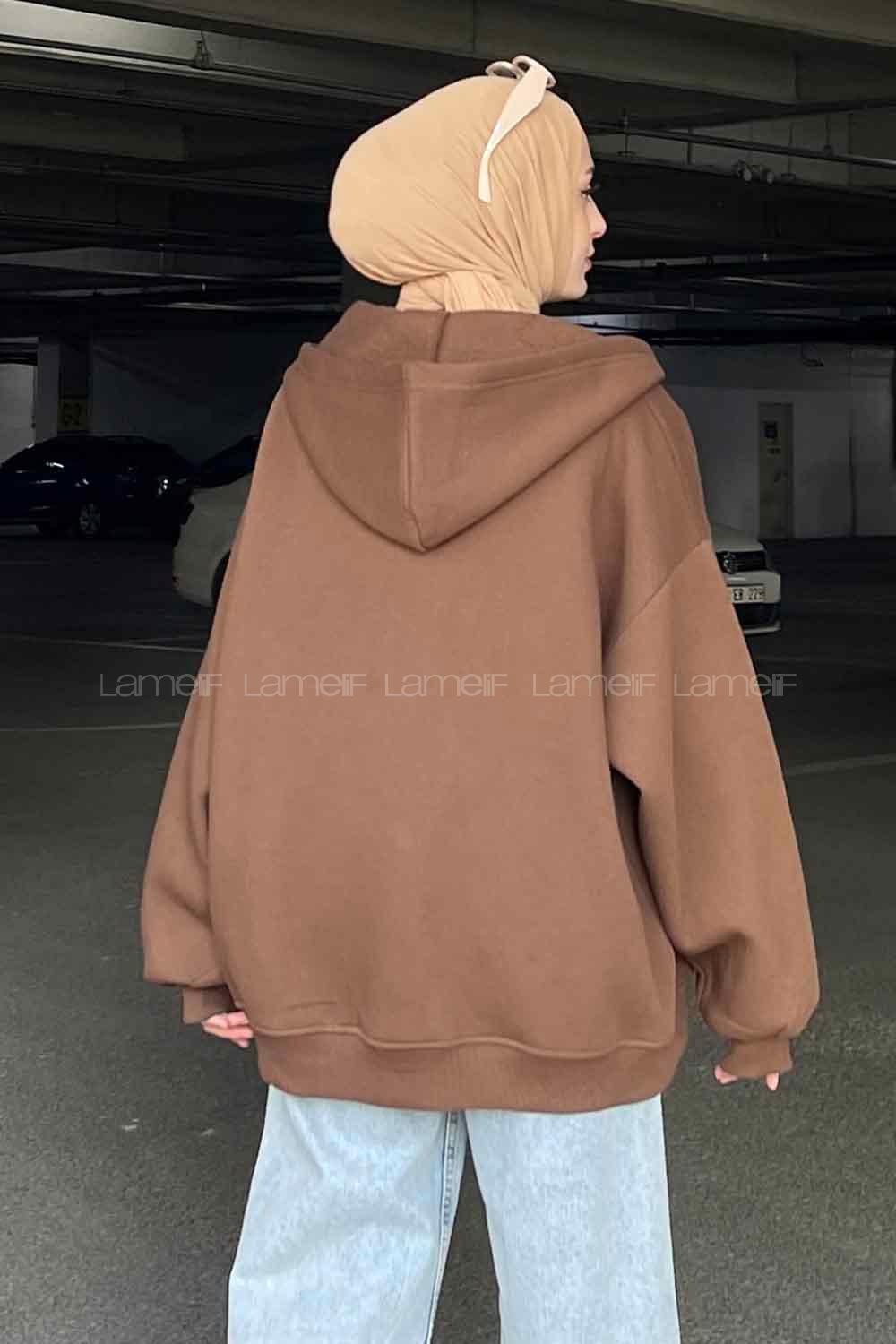 Bitter Brown Hood Neck Long Arm Unprinted Sweatshirt