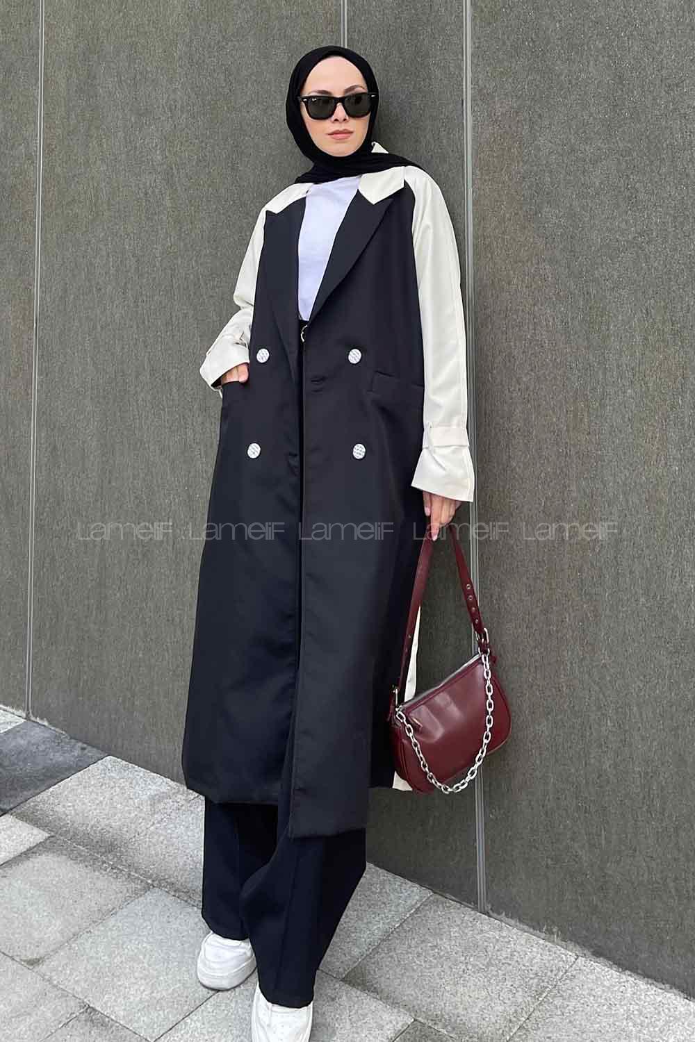 Lamelif Retrica İki Renk Trençkot  Ekru