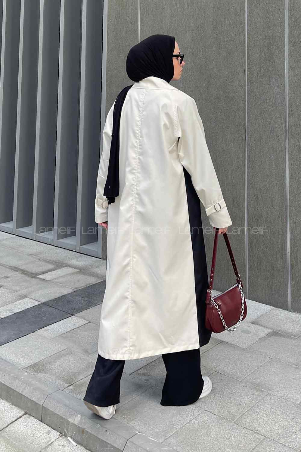 Lamelif Retrica İki Renk Trençkot  Ekru