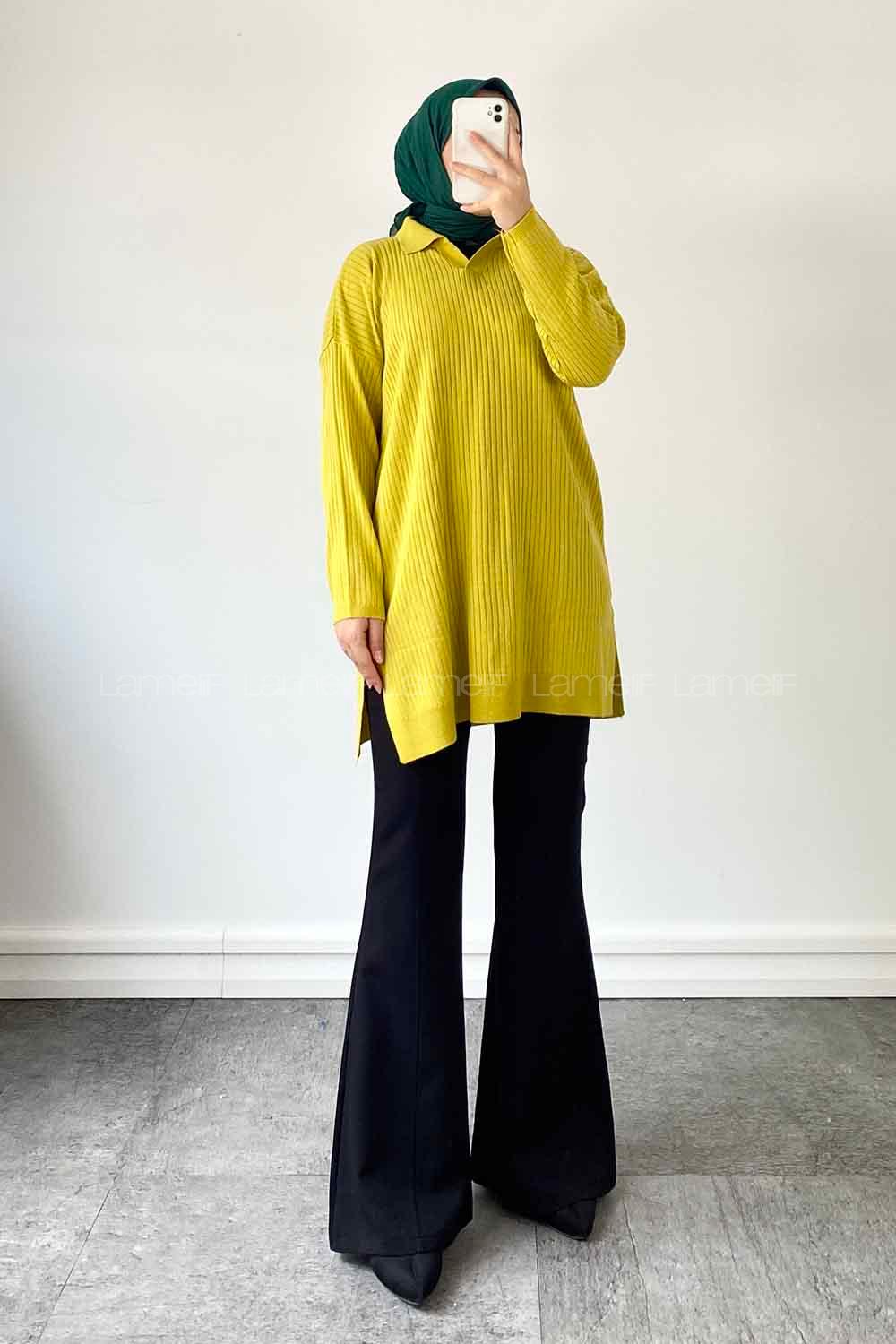 Modalamelif Chloe Fitilli Tunik  Yağ Yeşili